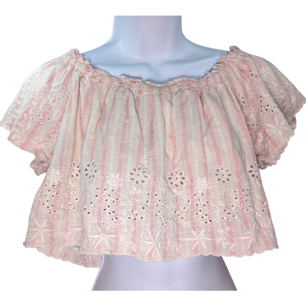 LoveShackFancy Eyelet Lace Stephanie Crop Top SZ Medium - Picture 3 of 13
